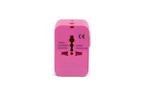 Adaptador de corriente de viaje universal de acero inoxidable con enchufe USB dual azul HHT202 con 2 cargadores USB 16A corriente nominal