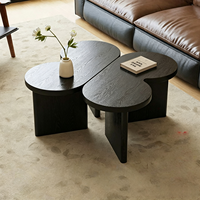 Ensemble de tables basses modulaires en forme de papillon noir, style Wabi-sabi moderne, bois massif, forme irrégulière, créatif, meubles de salon