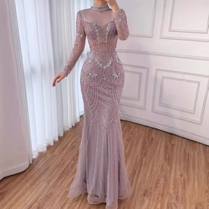 Nude/Pink/Turquoise Color 2026 Luxury <strong>Modest</strong> High Neck Beaded Mermaid Evening <strong>Dresses</strong> Gowns for Women Party <strong>Prom</strong> <strong>Dresses</strong> LA73519 - Product Image 5