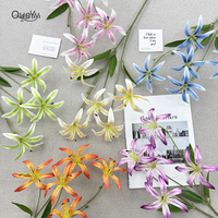 Realistische Künstliche Gloriosa-Lilien, Exotische Kunstblumen mit 5 Köpfen, 76cm Lebensechte Lilienstiele für Hochzeitsvasen QYYN-1383