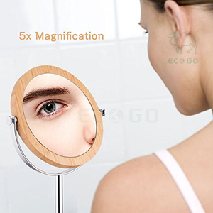 Miroir de maquillage 5 miroir de table double face magnifié bambou pour le salon - Product Image 6