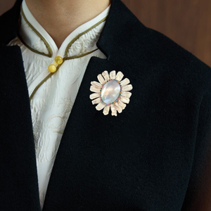 Broches con Forma de Flor y Perla Mabe Ovalada en el Centro, Engaste de Bisel, Joyería Vintage para Mujer, Uso Diario - Product Image 5