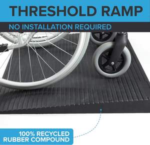 रबर की सीमा रैंप 2200 एलबीएस क्षमता डोर थ्रेड रैंप, दरवाजे के लिए व्हीलचेयर रैंप, सीढ़ियों, कदम, काला - Product Image 5