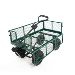 Chargez 200kg chariot en métal poignée rotative chariots de jardin robustes avec côtés en maille d'acier amovibles chariot de jardin en acier à plat - Product Image 6