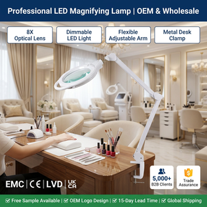 Customized 5'' 3 or 5 Diopter 96PCS SMD LED Sewing <b>Clamp</b> on Illuminated LED <b>Light</b> Beauty Salon Magnifying Glass Lamp - Product Image 2