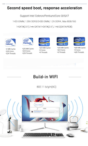 I3แบบออลอินวันขนาด21.5นิ้วขนาด23.8นิ้ว I7 I5คอมพิวเตอร์ตั้งโต๊ะ AIO หน้าจอ LCD สำหรับธุรกิจการเล่นเกมหน้าจอพร้อมส่ง - Product Image 4
