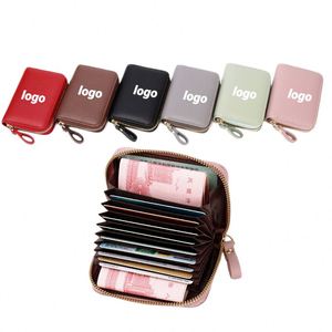 Portefeuille élégant pour cartes avec blocage RFID pour hommes et femmes, avec fermeture éclair multifonction en cuir - Product Image 1
