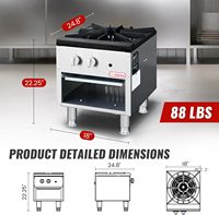 Cuisinière professionnelle à gaz propane/gaz naturel à brûleur unique, en acier inoxydable, pour comptoir de restaurant ou d'école