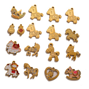 จี้รูปม้ายูนิคอร์น HB0638 ชุบทอง 18K ทำจากสแตนเลสสตีล ประดับเพชร CZ รูปสัตว์จักรราศีขนาดเล็ก เสริมโชคดี เหมาะสำหรับทำสร้อยคอ DIY - Product Image 5