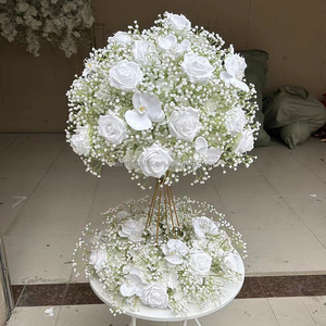Arrangement de <span class=keywords><strong>mariage</strong></span> boules de fleurs artificielles en soie rose blanche haleine de bébé fleur en plastique bon marché-boule-centres de <span class=keywords><strong>table</strong></span> fleur déco - Product Image 6