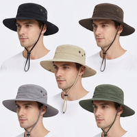 Sombreros de Pescador de Nailon con Diseño de Dibujos Animados, Personalizables con Logotipo, Impermeables, de Terciopelo, con Protección UV, Ala Ancha Ajustable y Cordones para Pescadores