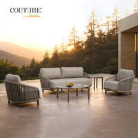 Fauteuil pivotant de jardin moderne en aluminium avec design en corde, chaise de jardin avec coussins résistants aux intempéries pour hôtel et terrasse