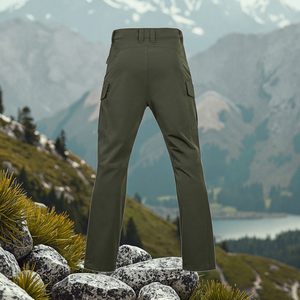 Pantalones Tácticos Casuales de Lona Impermeable con Botones, Elásticos, con Múltiples Bolsillos, para Senderismo, Trabajo, Correr, Talla Grande - Product Image 5