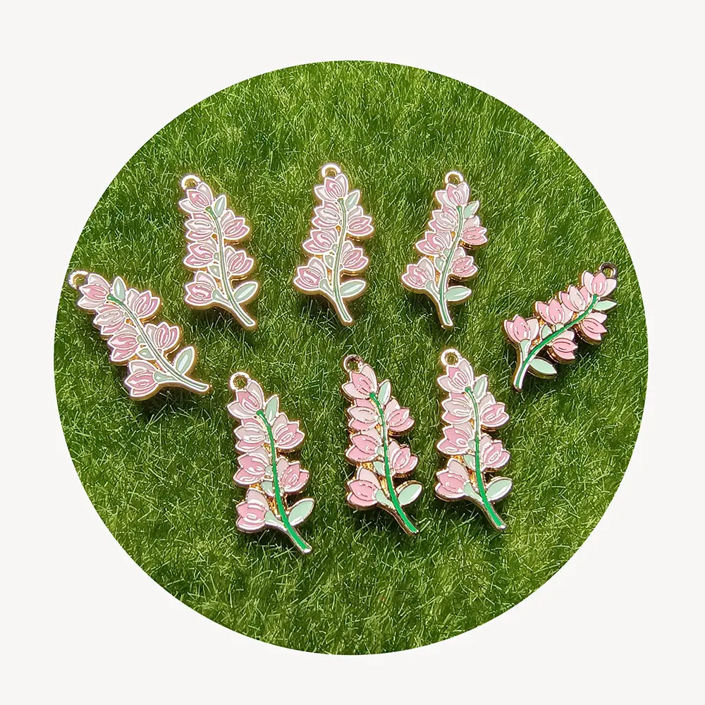 Takı yapımı için sevimli emaye çiçek Charms zambak DIY damla küpe anahtarlık kolye kolye bilezik el sanatları hediyeler