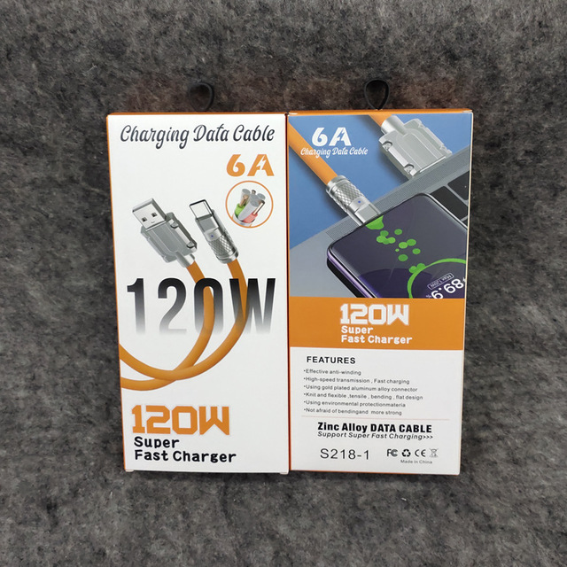 New 120W Fast Charging Type-C USB Data Cable 6A Quick Charging Line for iPhone iPad & for iPod Liquid Silicone iPhone Charger Ca