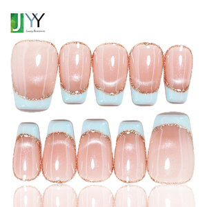 Unghie Finte di Alta Qualità Fatte a Mano con Gel <span class=keywords><strong>French</strong></span> Tip, Vendita all'Ingrosso, 10 Pezzi, Effetto Occhio di Gatto, Nude, Unghie Finte in Gel - Product Image 5