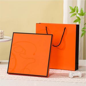 Boîte-cadeau écharpe en soie couverture terre orange de qualité supérieure <span class=keywords><strong>papier</strong></span> de vacances <span class=keywords><strong>vide</strong></span> haut de gamme pour châle pour cadre photo avec manipulation de gaufrage - Product Image 2