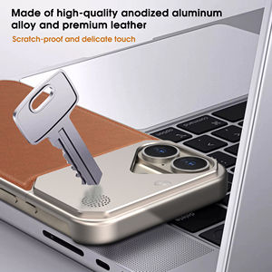Nueva Funda de Teléfono de Lujo de Aluminio y Cuero PU Impermeable <span class=keywords><strong>para</strong></span> <span class=keywords><strong>iPhone</strong></span> 16 Plus con Orificios <span class=keywords><strong>para</strong></span> Perfume, Duradera y Magnética - Product Image 5