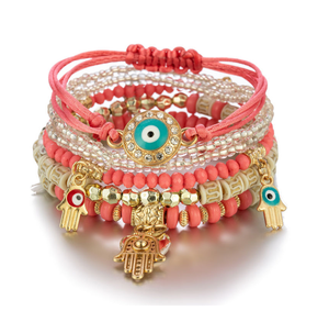 Avrupa ve amerikan popüler bohem tarzı bayanlar 2021 lüks takı el yapımı özel toptan nazar boncuklu bilezik - Product Image 5