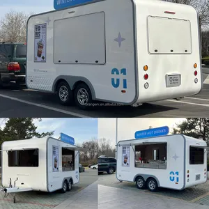 ORANGE Standard Food Truck For Sale Slush Trailer Mobile Pancake Cart Australia Selling Food Round Shape Built-in 10cm