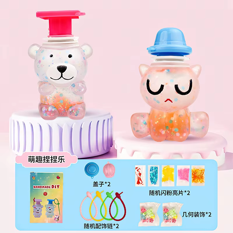 Diy water injection squeeze toy-little bear + angel 2-pack
