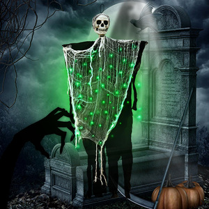 Decoración colgante de fantasma de Halloween con luz, accesorio de fantasma con calavera iluminada para jardín, casa embrujada, decoración de escena. - Product Image 3