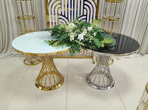 Mesa de pastel metálica al por mayor estilo simple para bodas y cumpleaños decoración de eventos dorados plintos - Product Image 4