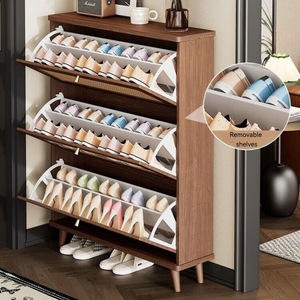 Zapatero de Madera Moderno, Minimalista y Sofisticado de Dos Niveles con Amplio Espacio de Almacenamiento, Perfecto <span class=keywords><strong>para</strong></span> la Entrada de la Sala de Estar - Product Image 4