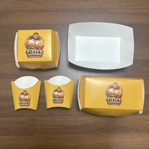French to Go <b>Burger</b> Paper Packing <b>Boxes</b> Custom Logo Takea Way Chicken for Disposable Fast Food Grade Container Packaging <b>Boxes</b> - Product Image 6