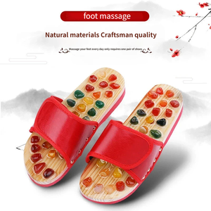 Chaussons de massage d'intérieur neutres en galets naturels, sandales réflexes pour la relaxation quotidienne des pieds à la maison - Product Image 2