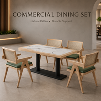 Ensemble de table à manger en pierre frittée de luxe, résistant à la chaleur, facile à nettoyer, avec chaises, pour l'hôtellerie et la restauration