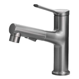 Robinet de lavabo monocommande avec douchette extractible, gris anthracite, à un trou, à poser sur le comptoir, avec cartouche céramique - Product Image 1