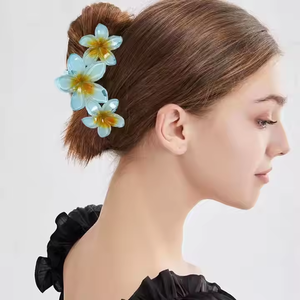 <span class=keywords><strong>PL</strong></span> 10cm Großhandel Neueste Blumen Haar Klaue Clips Mode Haars pange Zubehör für Frauen Acryl Haars pangen - Product Image 3