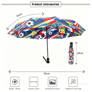 Automatic On Off <b>Umbrella</b> Soccer Pattern Folding Compact <b>Windproof</b> Waterproof Portable Travel Outdoor Sport Gift - Product Image 4