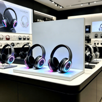 Support de présentation de casque sans fil personnalisé pour comptoir, avec écran LED, en acrylique, pour la vente au détail