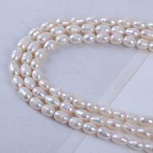 Promotion de perles de riz blanc naturel 6-7 mm, perles d'eau douce en vrac, couleur rose, Zhuji, collier et bracelet DIY - Product Image 4