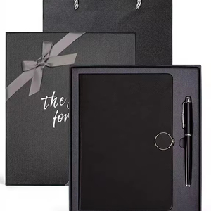 Set de Regalo de Cuaderno y Bolígrafo de PU Negro con Cubierta de Hebilla de Anillo para Regalos Ejecutivos de Oficina y Suministro de Papelería al por Mayor - Product Image 1