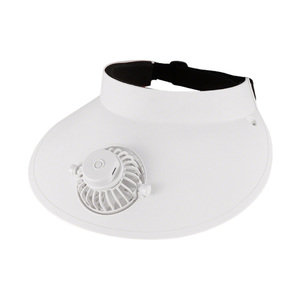 2026 Summer Gifts Visor Hat White Pink Color USB Rechargeable Sun Visor Cap with Fan for Women
