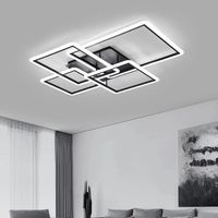 Lustre LED moderne noir, luminaire de plafond rond pour salon, cuisine, luminaire suspendu