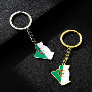 Émail à la mode algérie carte drapeau <span class=keywords><strong>porte</strong></span>-clés pour hommes femmes en acier inoxydable pendentif <span class=keywords><strong>porte</strong></span>-clés couleur or algérien amulette accessoire nouveau - Product Image 3