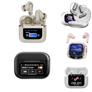 工場卸売 スマートタッチスクリーン ワイヤレスイヤホン ノイズキャンセリング 音楽 インイヤーイヤホン LEDデジタルディスプレイ ヘッドホン - Product Image 1