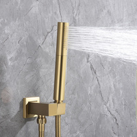 Mélangeur de douche dissimulé de luxe en laiton brossé or ensemble de robinet de douche 4 fonctions système de douche de pluie