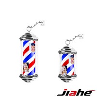 Lampu Barber Pole LED Modern dengan Lampu Salon Rambut Berputar, Menampilkan Garis Merah Putih Biru, Gaya Mewah