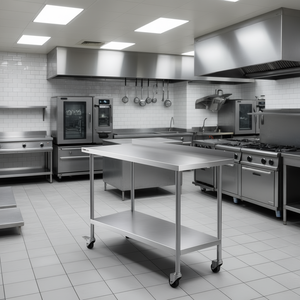 Mesa de Trabajo de Acero Inoxidable Veyor de 24 x 48 Pulgadas con Altura Ajustable y Ruedas para Uso Comercial en Restaurantes y Cocinas - Product Image 2