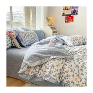 Best Sale 100% Cotton Bed Sheet Sets Queen Sheet t Bedding Sets Skirt Bed Set