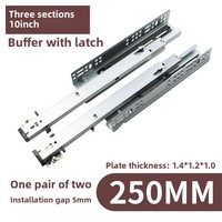 Moderne 45mm Largeur Acier Trois Sections Caché Rail Coulissant Cuisine Tiroir Armoire Tampon Loquet Dissimulé Amortissement pour Salon