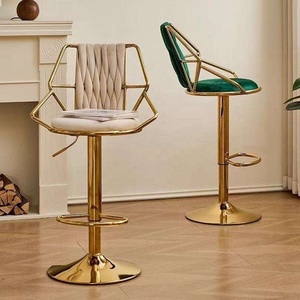 Taburete de Bar Moderno y Lujoso K, Giratorio 360°, Altura Ajustable, Estructura de Metal y Terciopelo, para Comedor, Dormitorio, Centro Comercial - Product Image 6