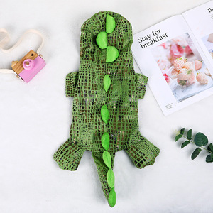Costume de crocodile vert pour animaux de compagnie, tenue d'Halloween pour chien, vêtements de transformation pour petits chiens - Product Image 2