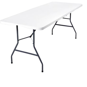 Ensemble <span class=keywords><strong>de</strong></span> table et <span class=keywords><strong>de</strong></span> <span class=keywords><strong>chaises</strong></span> pliantes d'extérieur modernes et portables, <span class=keywords><strong>6</strong></span> pieds, en plastique blanc, pour événements et fêtes - Product Image 1