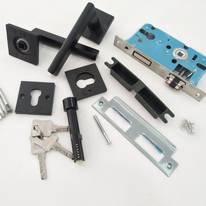 Kenop Pintu Interior Mewah Modern Italia Warna Hitam Doff, Gagang Kunci Tuas Persegi Aluminium Seng Eropa, Aksesoris Mortise untuk Hotel - Product Image 2
